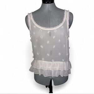 Abercrombie & Fitch Cream Sheer Ruffle Tank